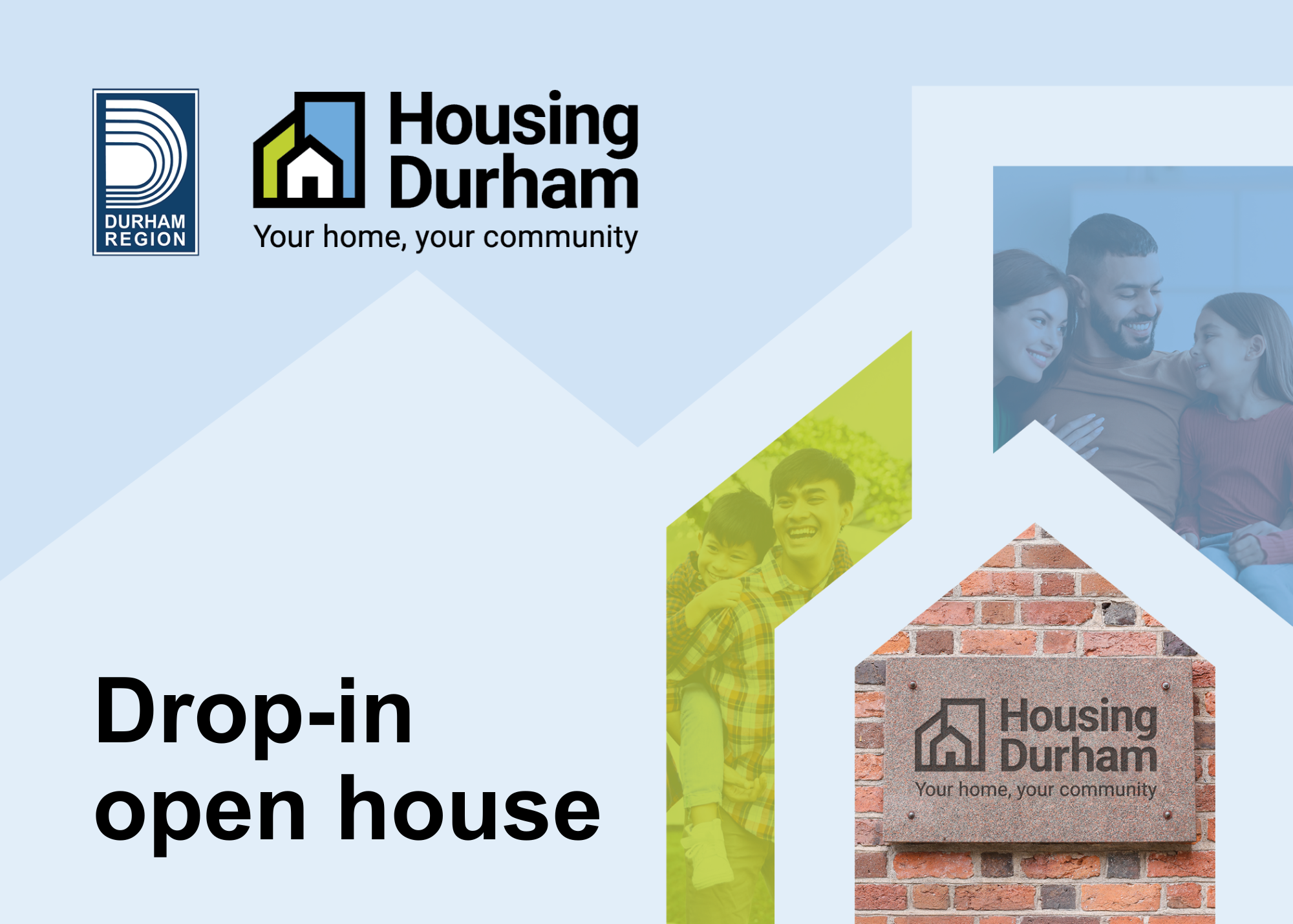 Housing Durham image of a house with red brick blue and green