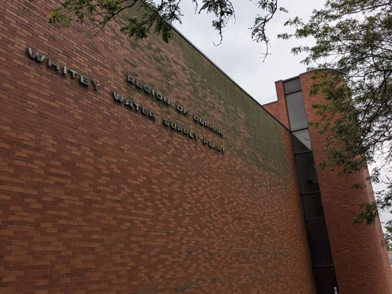 The front of the building of the Whitby Water Supply Plant.