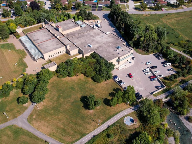 An aerial view outside of the Ajax Water Supply Plant.
